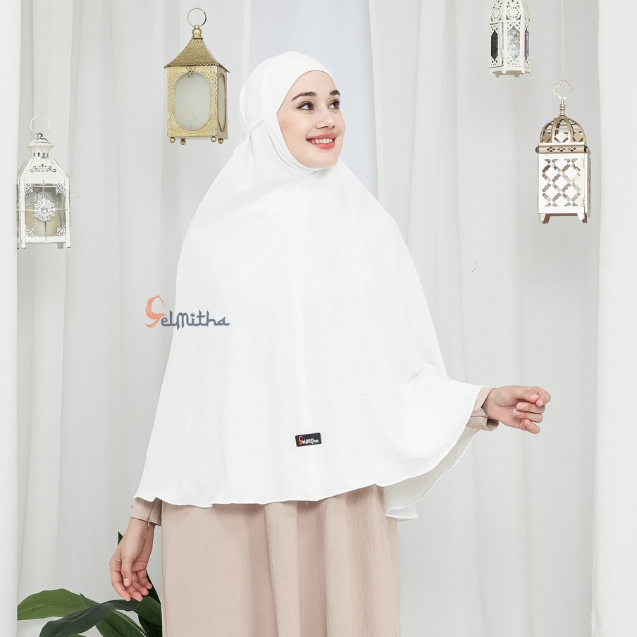 𝐄𝐋𝐌𝐈𝐓𝐇𝐀 - KHIMAR ( ALISYAH ) NON PAD ANTEM RAYON CRINKLE JILBAB  INSTAN JUMBO