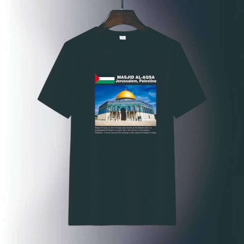 Kaos T Shirt Masjid Al Aqsa Jerusalem Palestine (ready 5xl)