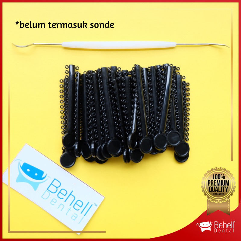 1 PACK ISI 40 PICS TEBAL KARET BEHEL MOTIF POWER O PREMIUM ORIGINAL Warna HITAM - Ligature Ties Tie - Rubber Band Elastis Braces Ortho Kawat Gigi Behelldental