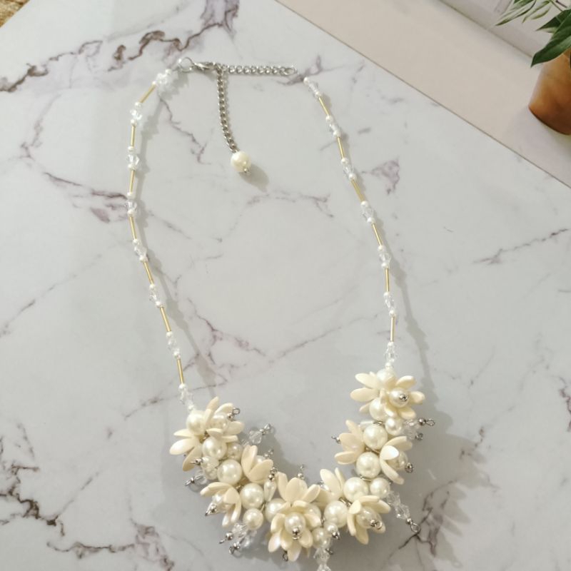 Kalung Hijab Mutiara Kristal Kalung Choker Daily Hijab
