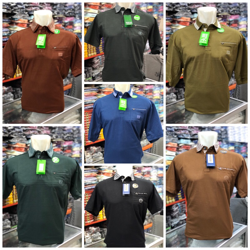 Kaos Kerah Jumbo CRS 91 dan Hugo Class Katun Lengan Pendek Pria