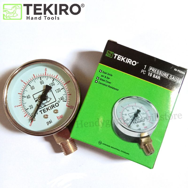 Manometer 10 bar TEKIRO Pressure Gauge 10 bar Manometer 10kg Mano Meter 10bar Presure Gauge Tekanan 