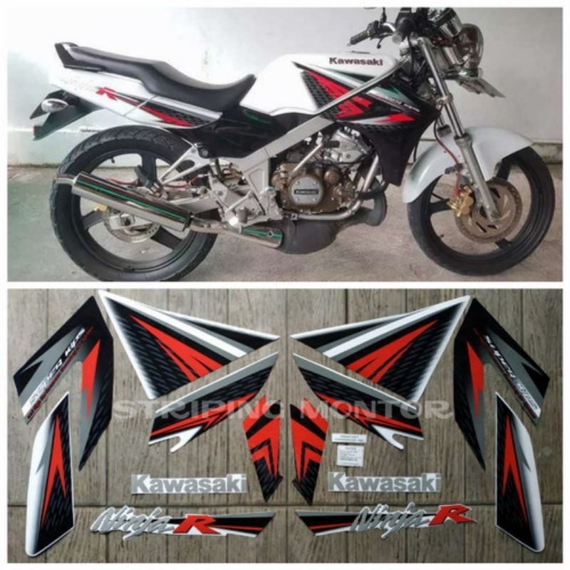 striping ninja r 2013 warna puntih original standar list stiker ninja r putih