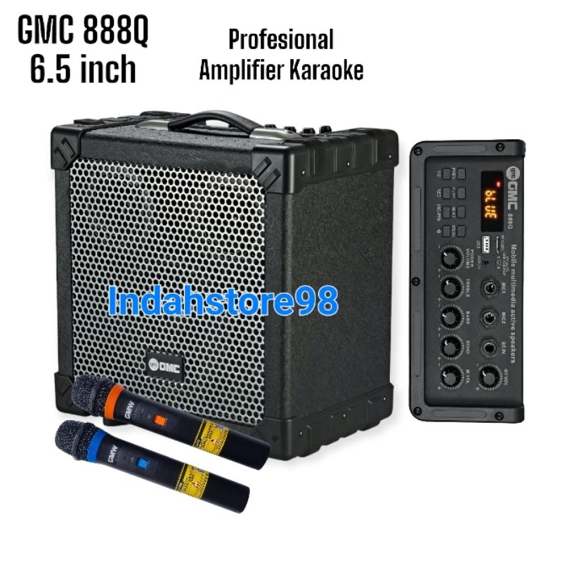 Speaker Portable GMC 888Q Bluetooth Karaoke free 2 Mic Wireless UHF Original