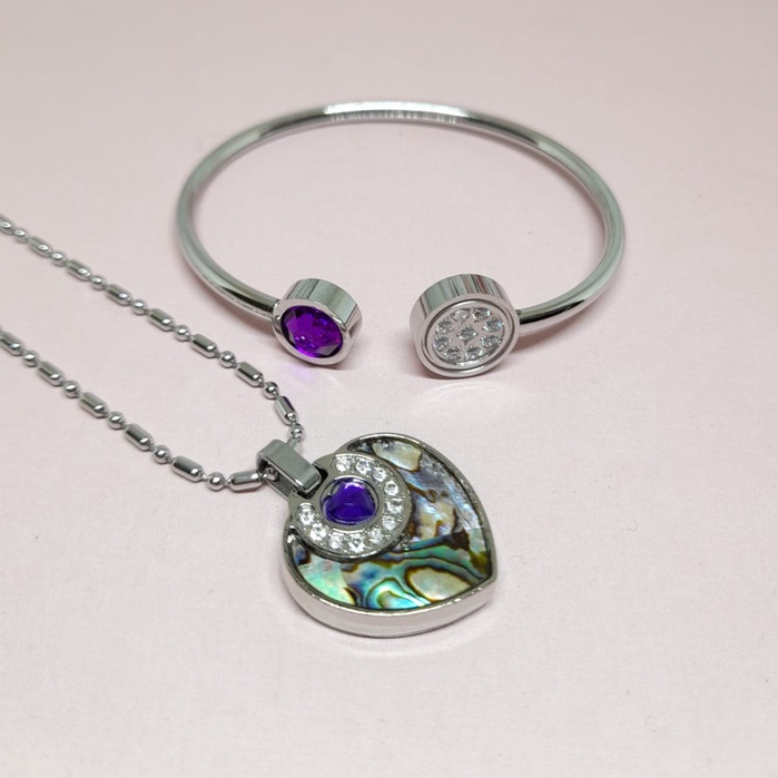 1 SET Kalung &amp; Gelang Kesehatan Quantum Pendant Permata Bio Energy - Gelang + Kalung+ Box + Sertifikat Card - COD [ Bayar di Tempat ]