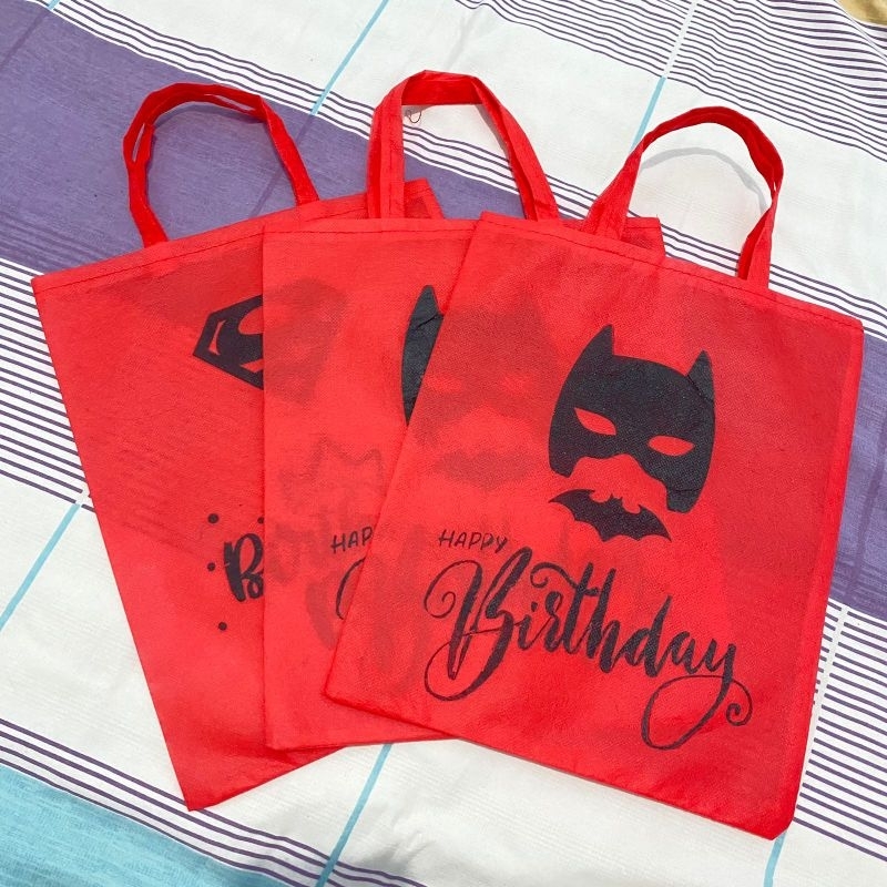 GOODIE BAG SNACK ULTAH MOTIF BATMAN MERAH TERLARIS KEKINIAN READY SIAP KIRIM F 25x30