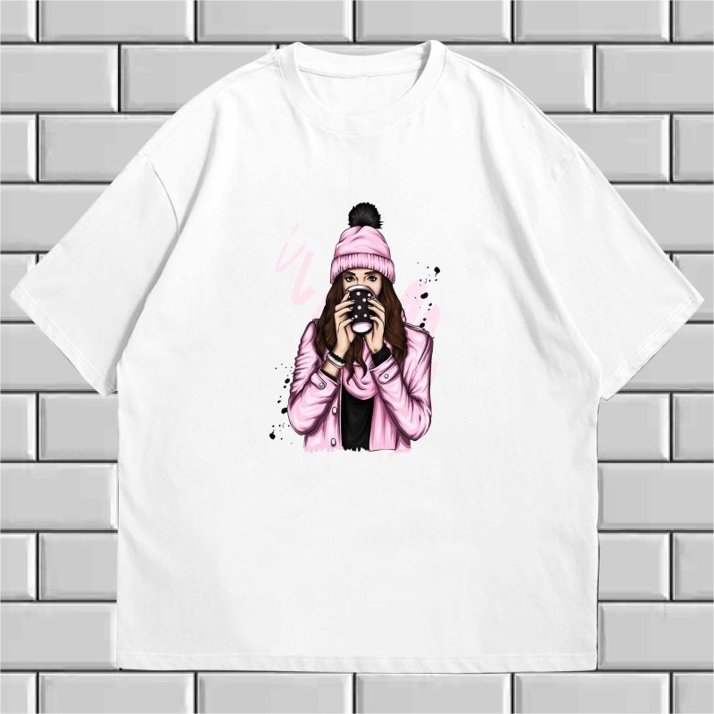 KAOS OVERSIZE WANITA DTF GIRL COFFFE