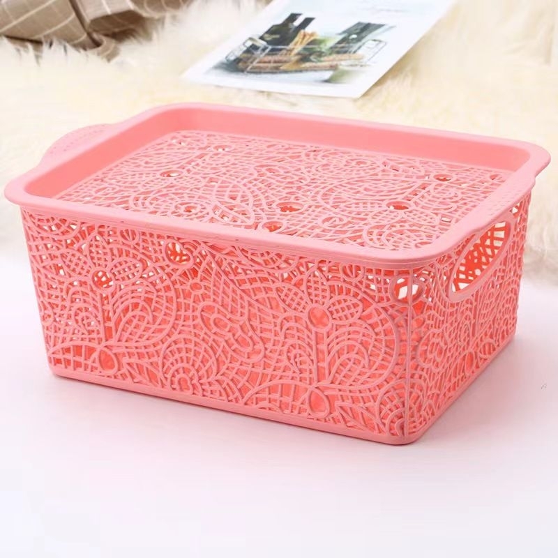 keranjang plastik pegangan/storage box/kotak penyimpanan/kotak plastik/keranjang plastik pakai tutup