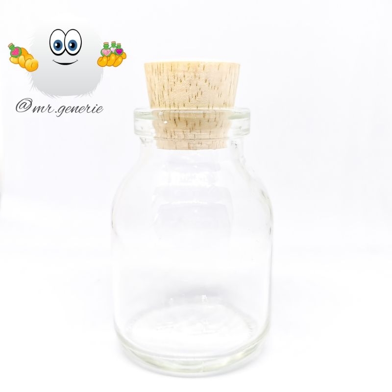Mr.Generie 50mL Thick Bottle with Wood Cap / Kedap udara / Botol kaca tebal 50 mL / botol susu kerin