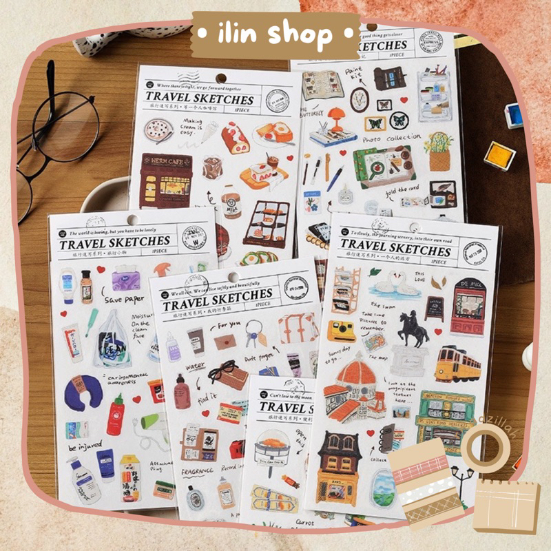 

infeelME Sticker Sheet • Travel Sketches