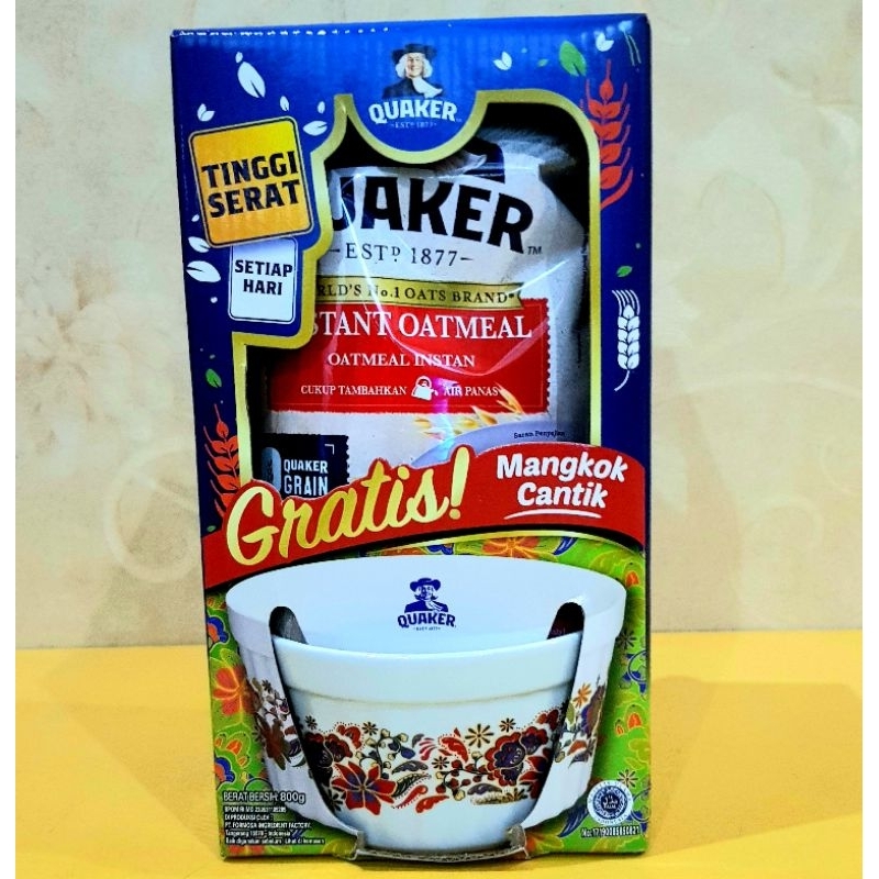 Quaker Instant Oatmeal 800g (gratis mangkok)