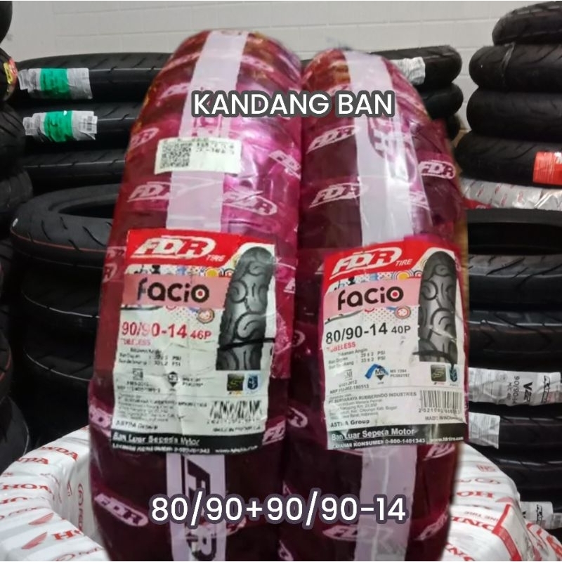 PAKET BAN TUBLES MATIC FDR FACIO 80/90 + 90/90 RING 14 GRATIS PENTIL BAN BARU 100% ORIGINAL