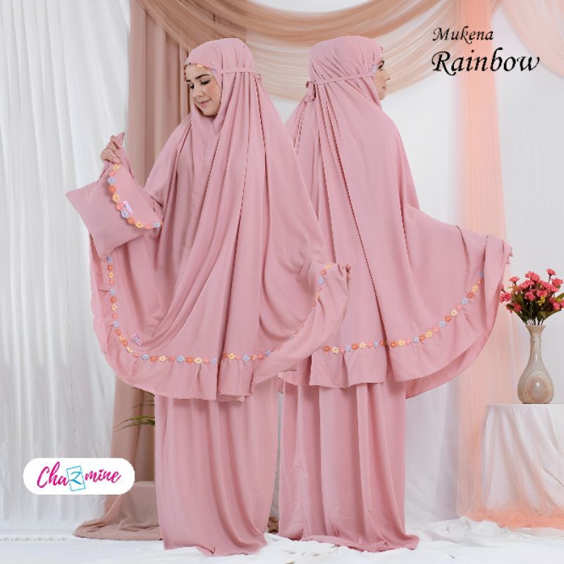 Mukena Dewasa Model Rainbow Bahan Rayon Premium Mukena Renda Cantik Adem Lembut Free Tas Fashion Mus