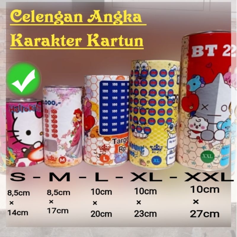 Celengan Angka Karakter Kartun Size S / Per Dus isi 16 Lusin