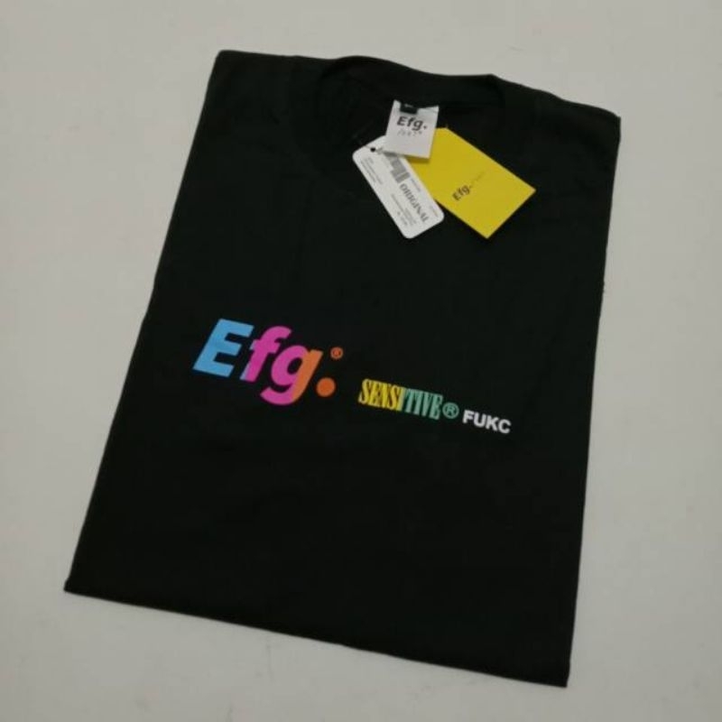 Kaos atasan T-shirt pria wanita efg Logo Rainbow Lengan pendek
