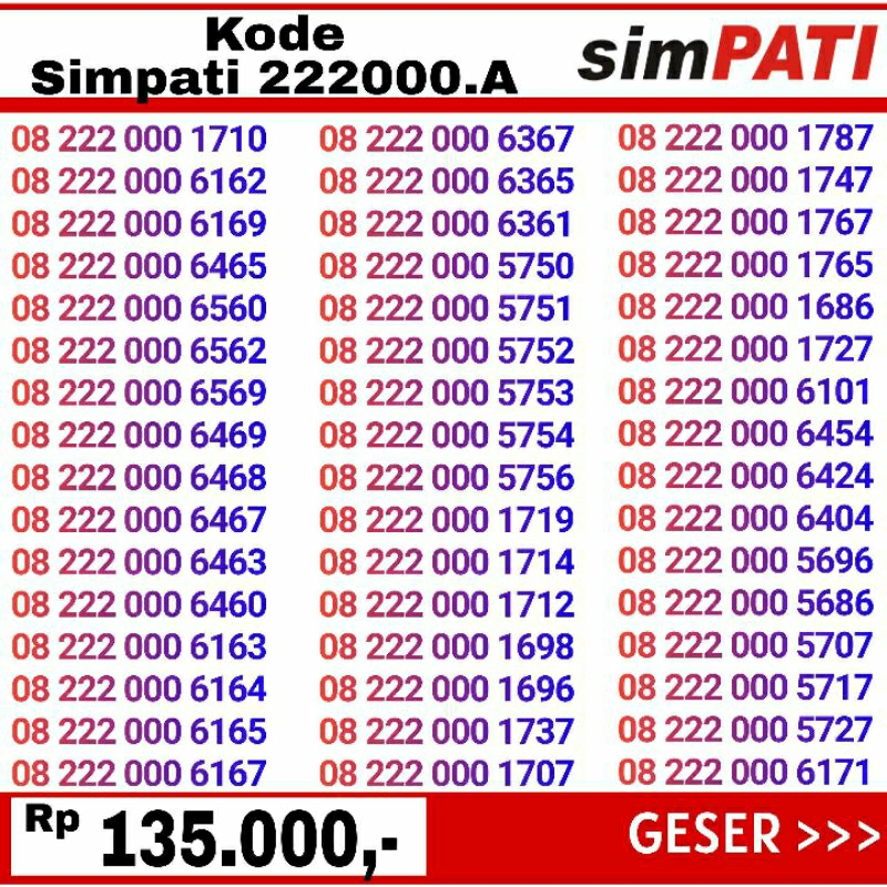 nomor cantik telkomsel simpati murah sekali 08 12345