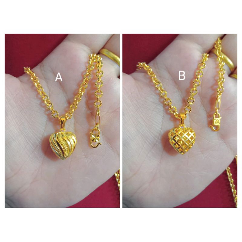 kalung Nuri besar love garis lapis emas 24k