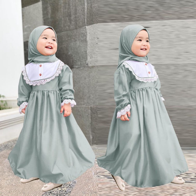 Baju Pesta Gamis Anak Remaja Perempuan Muslim Mewah Trand Modern Terbaru Lebaran 2023 Dress Gaun Connie Usia 2 3 4 5 Tahun