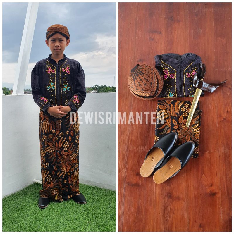 set baju beskap hitam anak