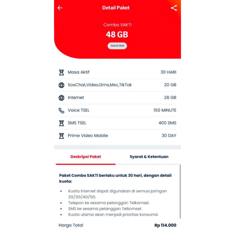 kartu combo sakti telkomsel 25/17gb unlimited (NOMOR CANTIK
