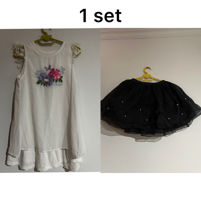 baju anak cewe 1 set ada gambar bunga