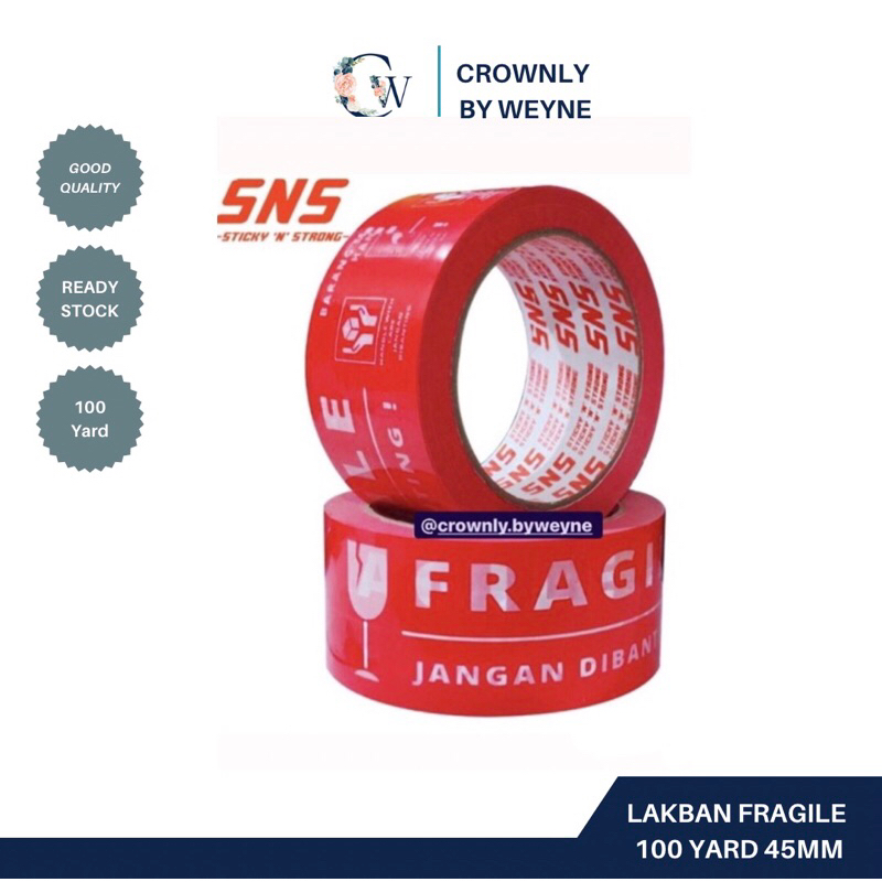 

LAKBAN FRAGILE 100 YARD MERAH / PUTIH SNS STICKY N STRONG