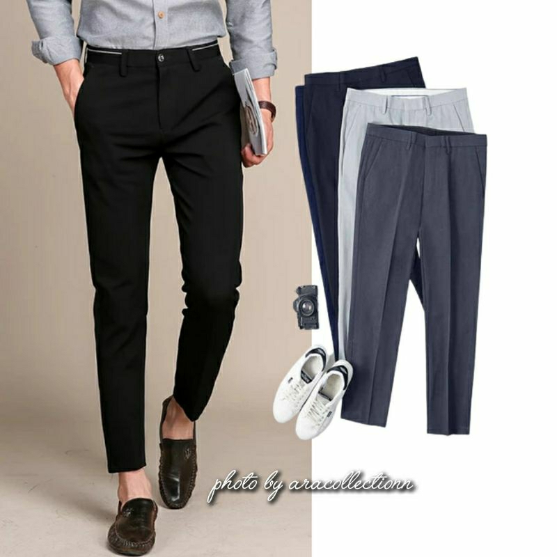 Celana Ankle Pants Celana Formal Kantor Kerja Pria Slimfit Premium