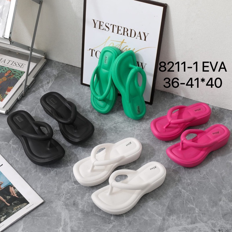 SANDAL JEPIT JELLY EVA RUBBER WEDGES ELASTIS WANITA IMPORT  TEBAL MELISSA ANTI-SLIP RINGAN EMPUK_E102