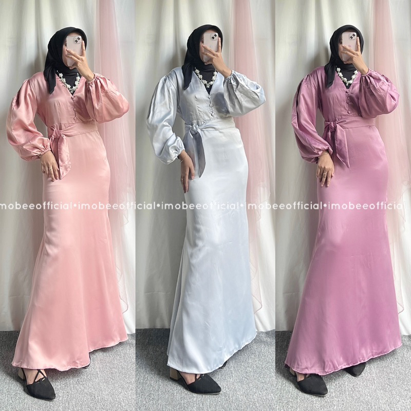 SHERINA LUXURY DRESS SATIN // GAMIS SATIN DUYUNG // DRESS LEBARAN PESTA MERMAID BALON