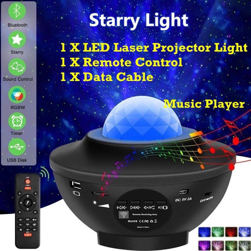 lampu galaxy speaker lampu tidur proyektor