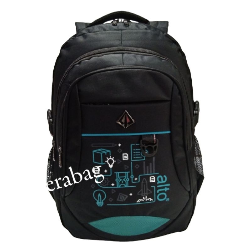 Tas Alto ransel Hitam Kombinasi 740 33 Backpack Laptop Sekolah Alto