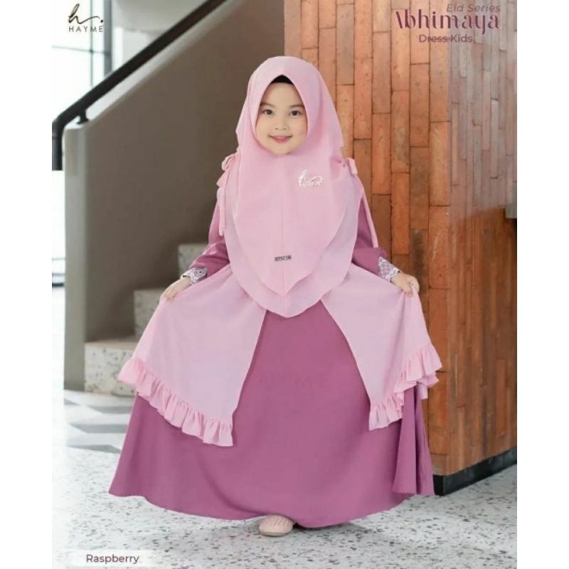 PROMO DISKON Abhimaya Syar'i Baju Gamis Anak Perempuan Umur 4 5 6 7 8 9 10 Tahun Bahan Ceruty Babydo