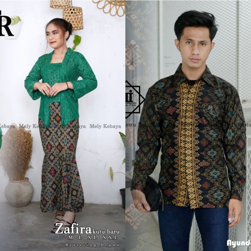 Kebayashopp - couple kebaya kutubaru rok duyung kemeja panjang/couple sarimbit keluarga/kebaya tunangan/couple termurah/ couple kebaya wisuda