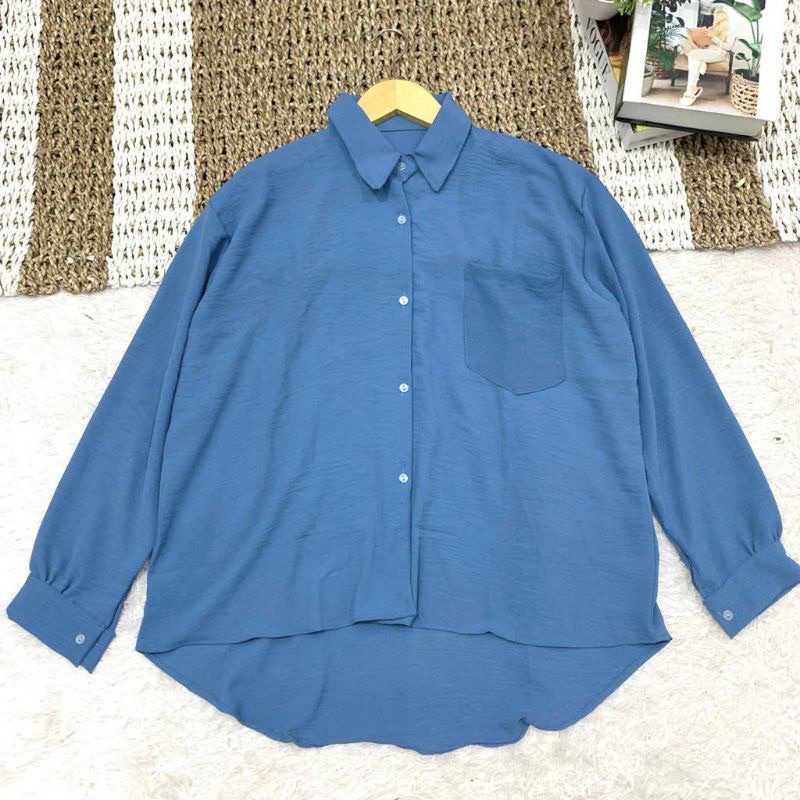 kemeja polos / Thaliq Blouse / Kemeja crinkle / kemeja wanita oversize / Kemeja basic Korea / Kemeja Tunik Polos