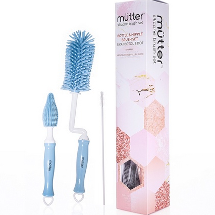 MUTTER Set 3 in 1 Sikat Botol Bayi Silikon Bottle Nipple Straw Silicone Brush