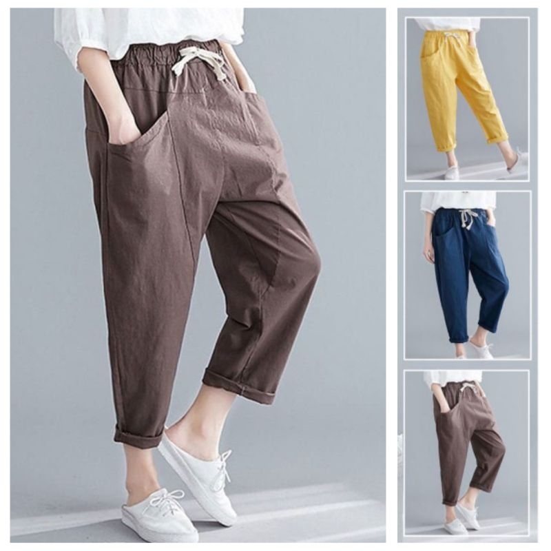 Kylian Pant Celana Panjang Wanita Linen Rami Korean Style