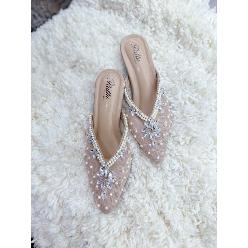 Termurah!!! COD HEELS 5cm brukat payet mewah Marwah abu / wedding shoes silver / sepatu pengantin abu / sepatu seserahan / sepatu tunangan / sepatu wisuda