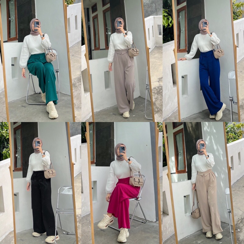 [𝐒𝐈𝐀𝐏 𝐊𝐈𝐑𝐈𝐌] Utopia Knit Pants by Outfix New // Celana Panjang Scuba Culot Cullot Cullotes Rib Knit 