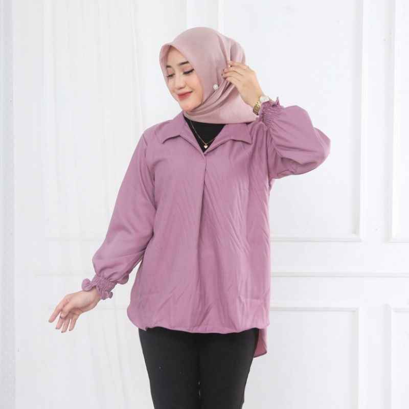 NURY TOP KEMEJA BLOUSE WANITA TERBARU ATASAN SHAKILA V NECK