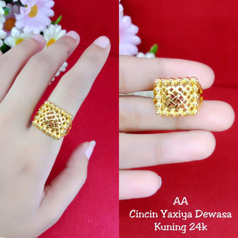 cincin motif 4 lapis emas 24 k