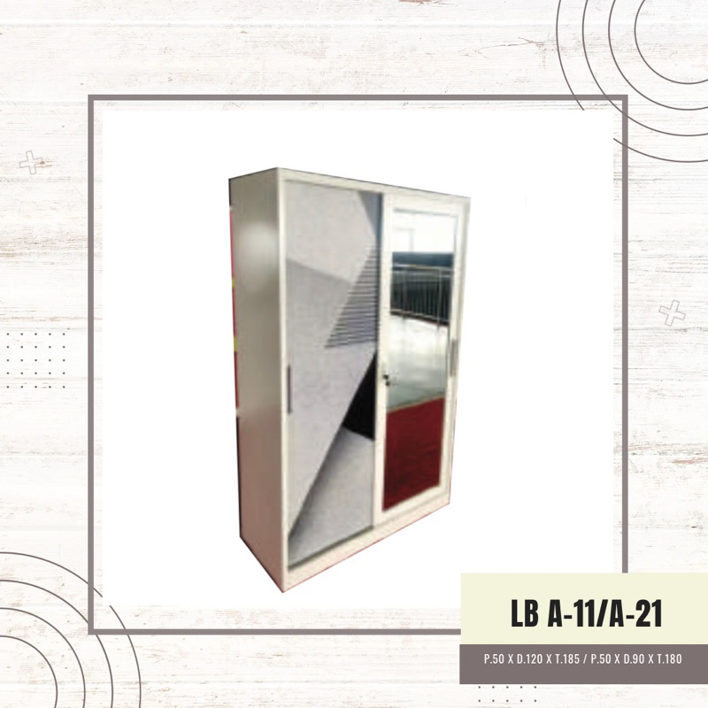 Lemari Baju Besi Sliding LB A-11 / LB-A21 - Lemari Baju Tipe Sliding