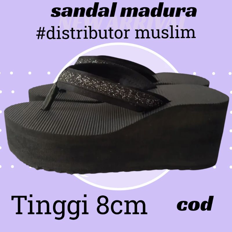 SANDAL MADURA TINGGI 8CM BAHAN SPON TERKUAT