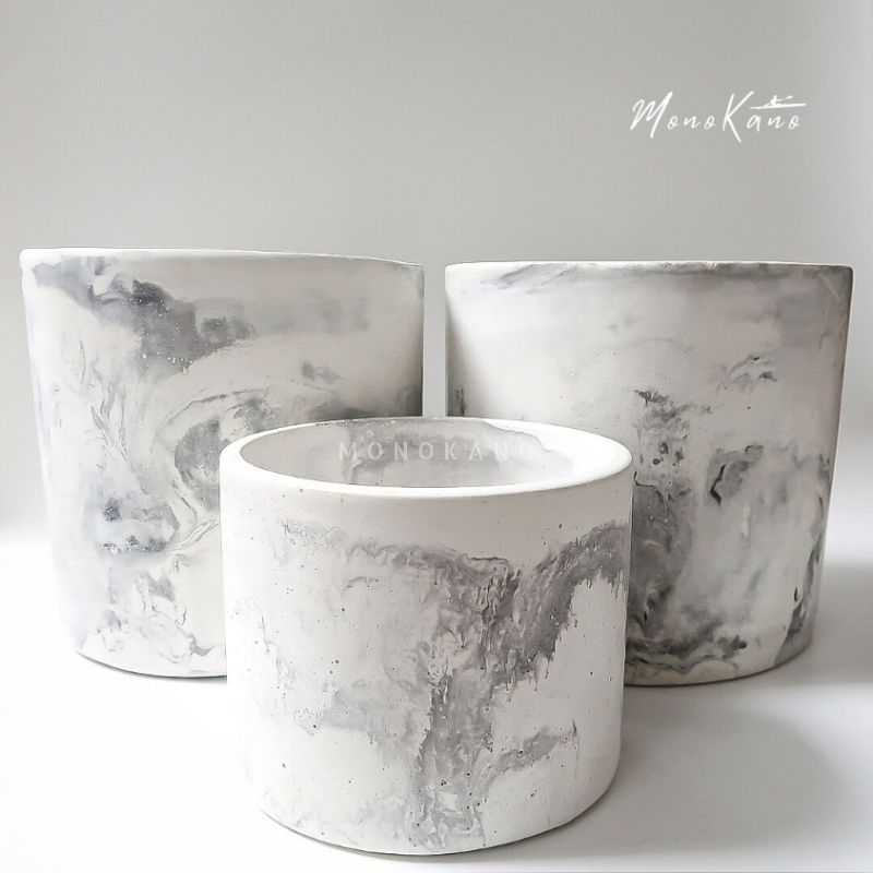 Pot Tanaman Besar D24 (PRE-ORDER) Motif Marble/Marmer/Waterproof/Putih/Concrete Pot/Semen Anti Air/B