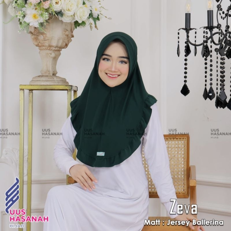 (Uus Hasanah) ZEVA •jilbab instan jersey ballerina•hijab instan pet rempel