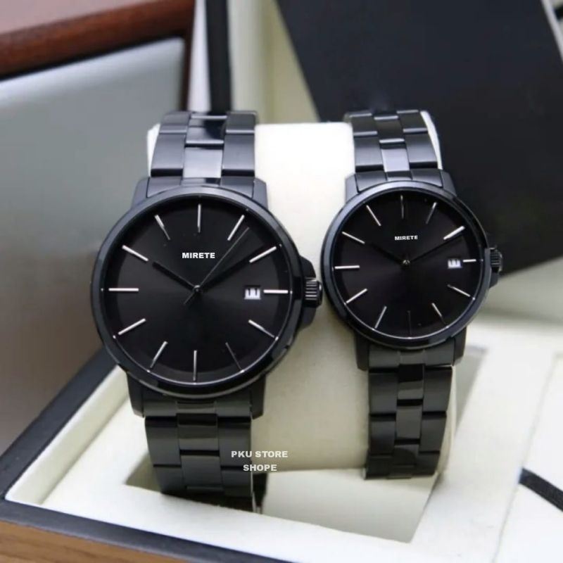 Couple New!!!! Jam Tangan Pasangan Pria/Wanita Mirete Original Rantai Stainliss Stell || FITUR Tanggal Aktif Tahan Air || Jam Tangan Couple Murah Dan Berkualitas Kekinian || Jam Tangan Couple Kekinian Terlaris Bayar Di Rumah