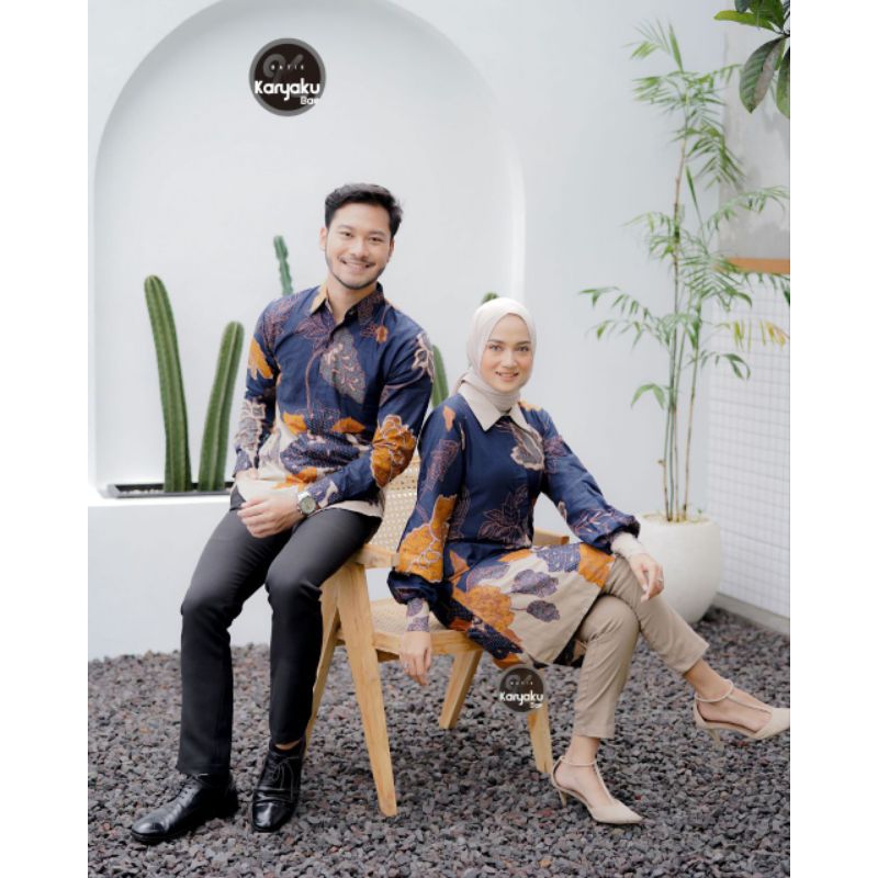 Tunik Batik Couple Modern M L XL XXL JUMBO Set Pakaian Couple Batik