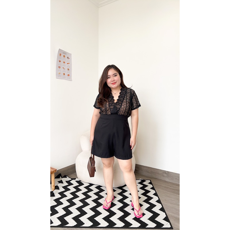 [ LittleBigCloth ] Dochas Lace Jumpsuit // Baju Bigsize Jumpsuit