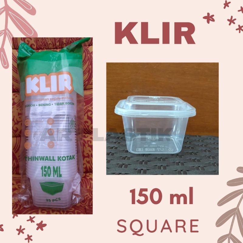 Kotak Makan Plastik / Thinwall Klir 150 ml Square / Cup Puding