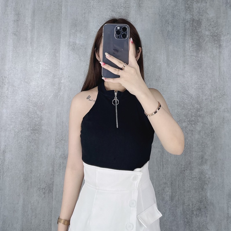 Tanktop Halter Zipper | Tanktop korea