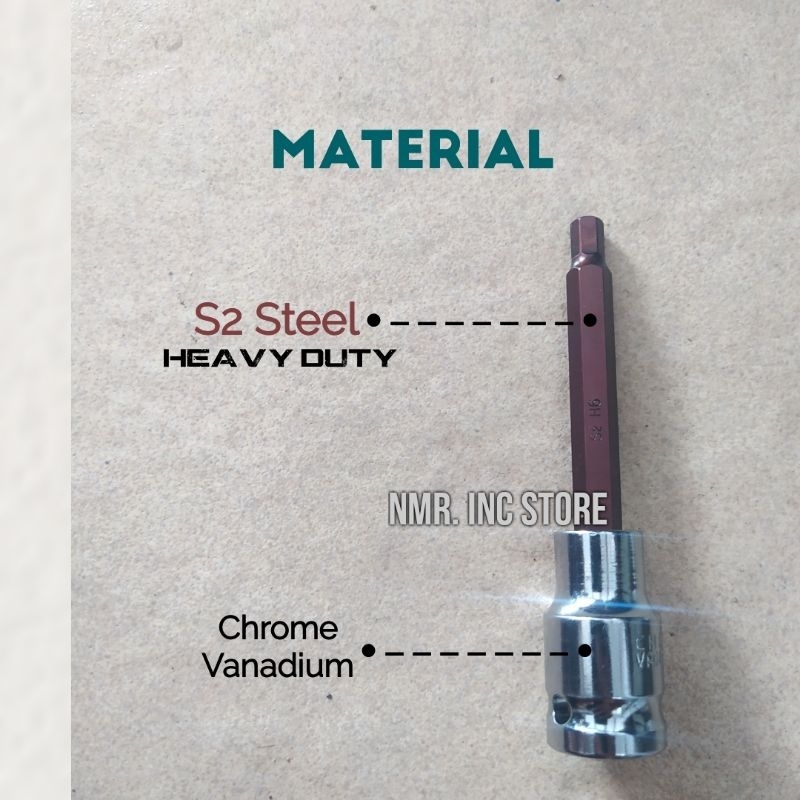 Mata Kunci Shock Hexagonal 1/2 Hex Bit H3 H4 H5 H6 H7 H8 H10 H12 H14 Flat S2 Heavy Duty, Obeng Sok, Sock, Socket.